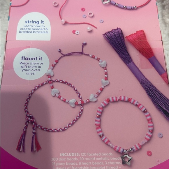 Jewelry Kit friendship charm bracelet pink/purple/silver bundle of 4 new in box - Picture 5 of 5